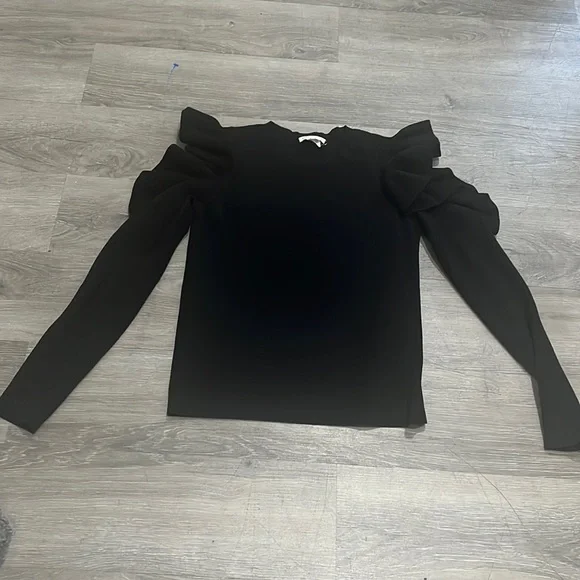 Club Monaco Black Ruffle Sweater - Picture 2 of 5